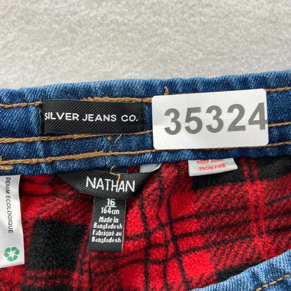Silver Jeans Nathan Flannel Lined Blanket Lined‎ Boys 16 Skinny Fit Drawstring